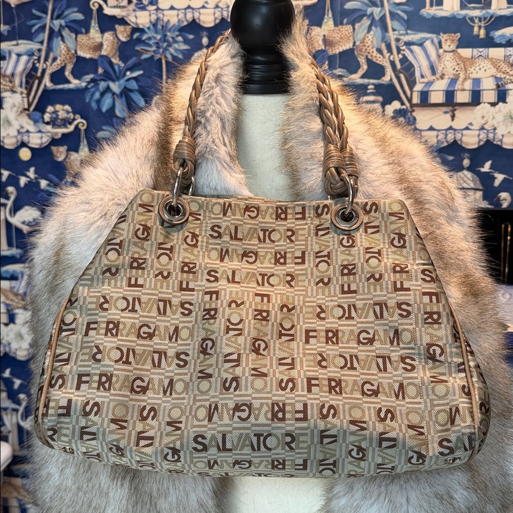 Salvatore Ferragamo canvas and leather Purse Major Logo
